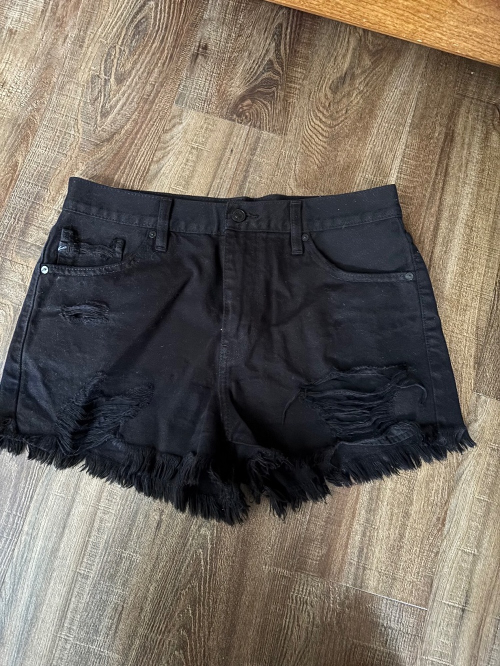 womens kancan distress high waist denim shorts size medium black